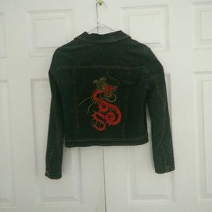 N.R.I. Black Jean Jacket with dragons